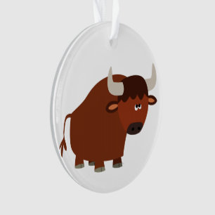 Schattig verlegen cartoon stier acrylaat ornament