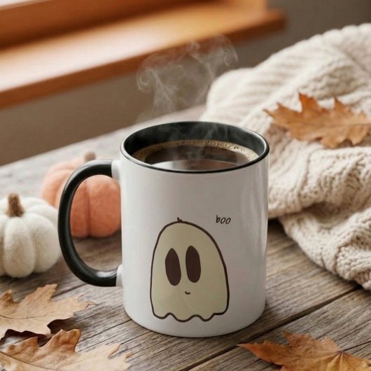 Schattig Verlegen Vriendelijk Spook dat Boe Roept Mok