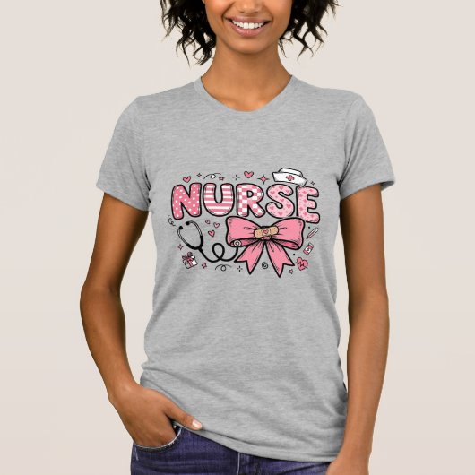 Schattig Verpleegster Boog Hart Vector Shirt Ontwe (Voorkant)
