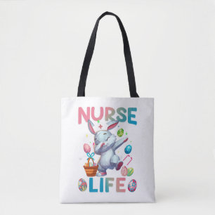 Schattig verpleegstersleven Dabbing Paashaas Tote Bag
