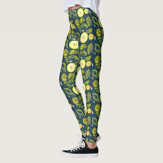Schattig verse zomer citroen citrus Doodle geel bl Leggings (Links)