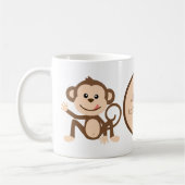 schattig verslaafde aap voegt tekst toe koffiemok (Links)