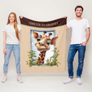 schattig verslaafde giraffe voeg tekst dierlijke o fleece deken