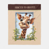 schattig verslaafde giraffe voeg tekst dierlijke o fleece deken (Voorkant)