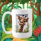 schattig verslaafde giraffen oerwoud dier koffiemok