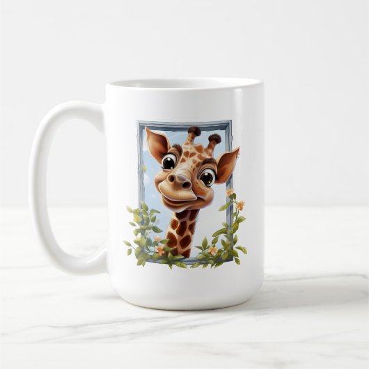 schattig verslaafde giraffen oerwoud dier koffiemok (Links)