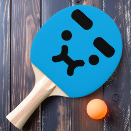 Schattig Verward Pruilend Gezicht Blauwe Ping Pong Tafeltennisbatje
