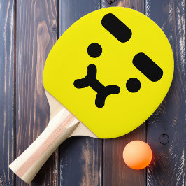 Schattig Verward Pruilend Gezicht Gele Ping Pong P Tafeltennisbatje