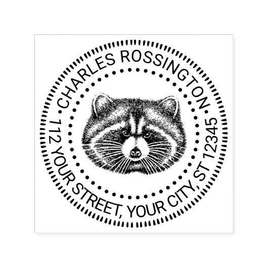 Schattig Vet Wasberen Gezicht Naam Retouradres Zelfinktende Stempel (Design)