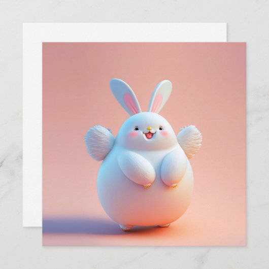 Schattig vet wit konijn met vleugels (Voorkant / Achterkant)