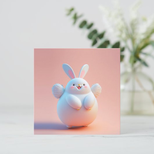 Schattig vet wit konijn met vleugels (Staand voorkant)