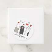 Schattig Vette Kat Vinger Hart Teken Bedankjes Labels (In situ)