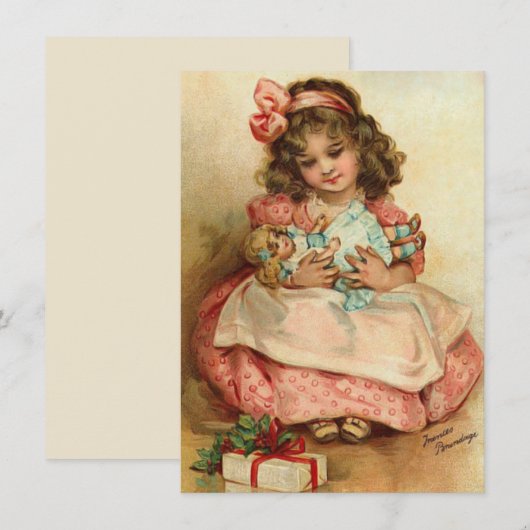 Schattig Victoriaans kerstfeest met klein meisje Notitiekaartje (Voorkant / Achterkant)