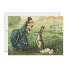 Schattig Victoriaans poppenmeisje Paashaas