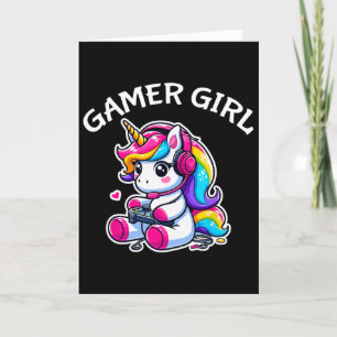 Schattig videospel gamen eenhoorn gamer meisje 1 kaart