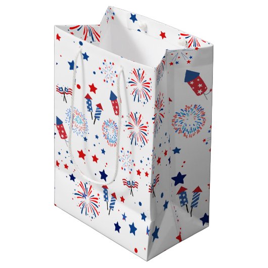 Schattig vier juli patriottisch patroon medium cadeauzakje (Voorkant Gekanteld)