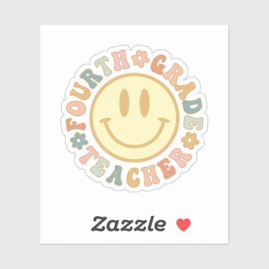 Schattig Vierde Grade Leraar Gift, 4e Grade Leraar Sticker (Vel)