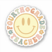 Schattig Vierde Grade Leraar Gift, 4e Grade Leraar Sticker (Voorkant)