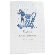 Schattig Vintage Blau Hobbelpaard Patroon