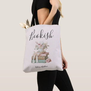 Schattig Vintage Bloemig Boeken- Tote Bag