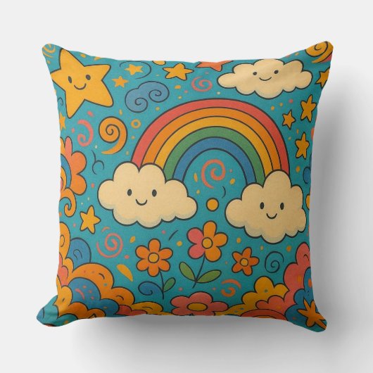 Schattig Vintage Esthetisch Patroon Kussen 🌈✨🌸 (Voorkant)