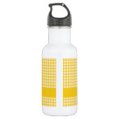 Schattig Vintage Geel Gingham Geruit Gepersonalise Waterfles (Achterkant)