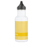Schattig Vintage Geel Gingham Geruit Gepersonalise Waterfles (Rechts)