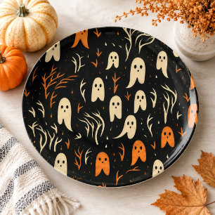 Schattig Vintage Geest Patroon Halloween Spoken He Papieren Bordje