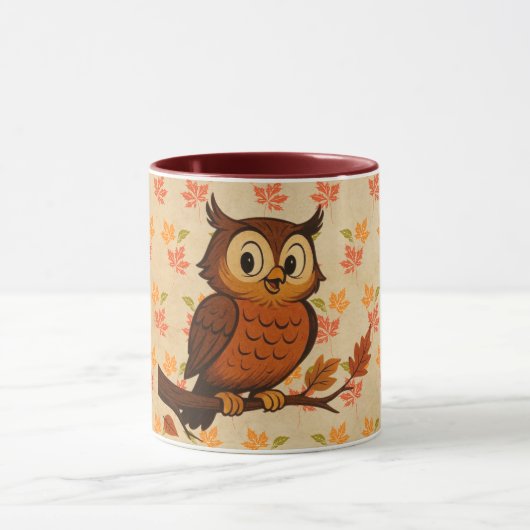Schattig, vintage grillige herfst/uil mok (Midden)