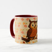 Schattig, vintage grillige herfst/uil mok (Voorkant links)
