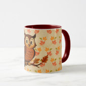 Schattig, vintage grillige herfst/uil mok (Voorkant rechts)