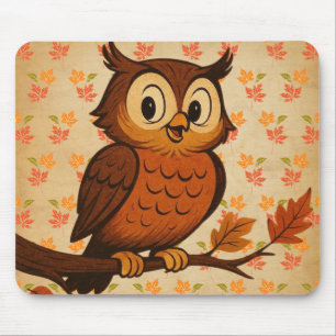 Schattig, vintage grillige herfst/uil muismat