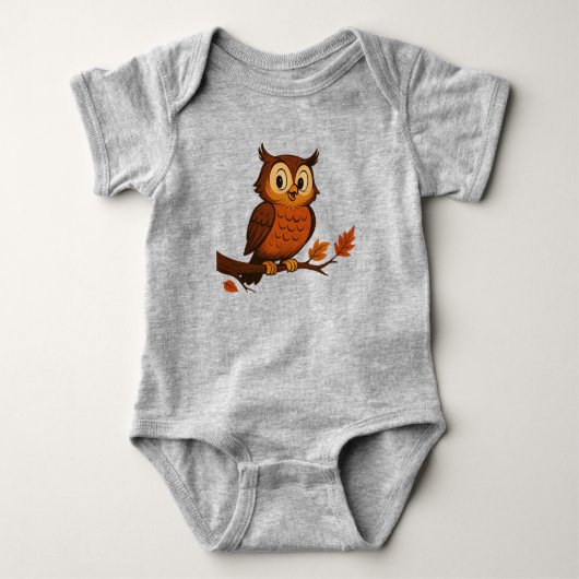 Schattig, vintage grillige herfst/uil romper (Voorkant)
