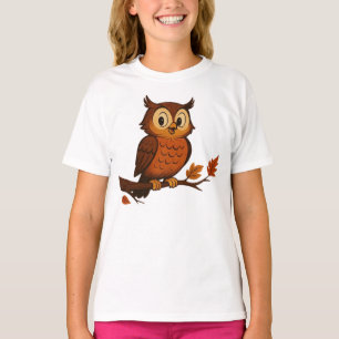 Schattig, vintage grillige herfst/uil t-shirt