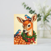 Schattig Vintage Kerst Ree Briefkaart (Staand voorkant)