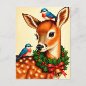 Schattig Vintage Kerst Ree Briefkaart (Voorkant)