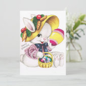 Schattig Vintage Paashaas Met Ei Feestdagenkaart (Staand voorkant)