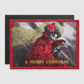 Schattig Vintage Rood Meisje Rijdt Auto (Voorkant / Achterkant)