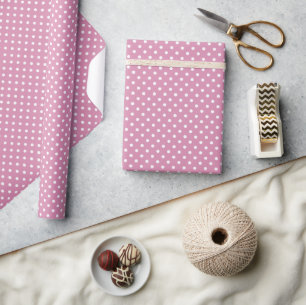 Schattig Vintage Roze Witte Stippen Patroon Cadeaupapier