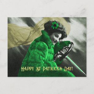 Schattig vintage St. Patrick's Day groen meisje in Briefkaart