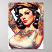 Schattig Vintage Tattoo Meisje Poster (Voorkant)