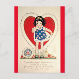 Schattig Vintage Valentijn Briefkaart