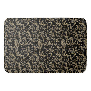 Schattig vintage zwart bruin bloempatroon badmat