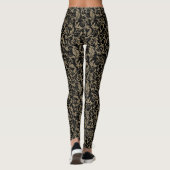 Schattig vintage zwart bruin bloempatroon leggings (Achterkant)