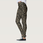 Schattig vintage zwart bruin bloempatroon leggings (Links)