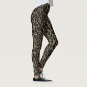 Schattig vintage zwart bruin bloempatroon leggings (Rechts)