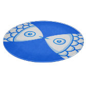 Schattig Vis Paar Blauw Wit Abstract Patroon Snijplank (Hoek)