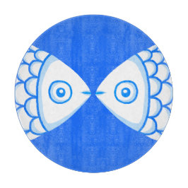 Schattig Vis Paar Blauw Wit Abstract Patroon Snijplank