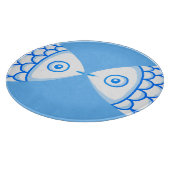 Schattig Vis Paar Blauw Wit Abstract Patroon Snijplank (Hoek)