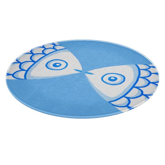 Schattig Vis Paar Blauw Wit Abstract Patroon Snijplank (Hoek)